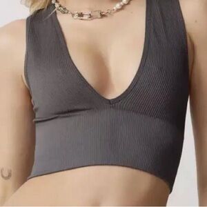 Urban Outfitters Out From Under Haley Ribbed Plunge Cropped Tank Size Large